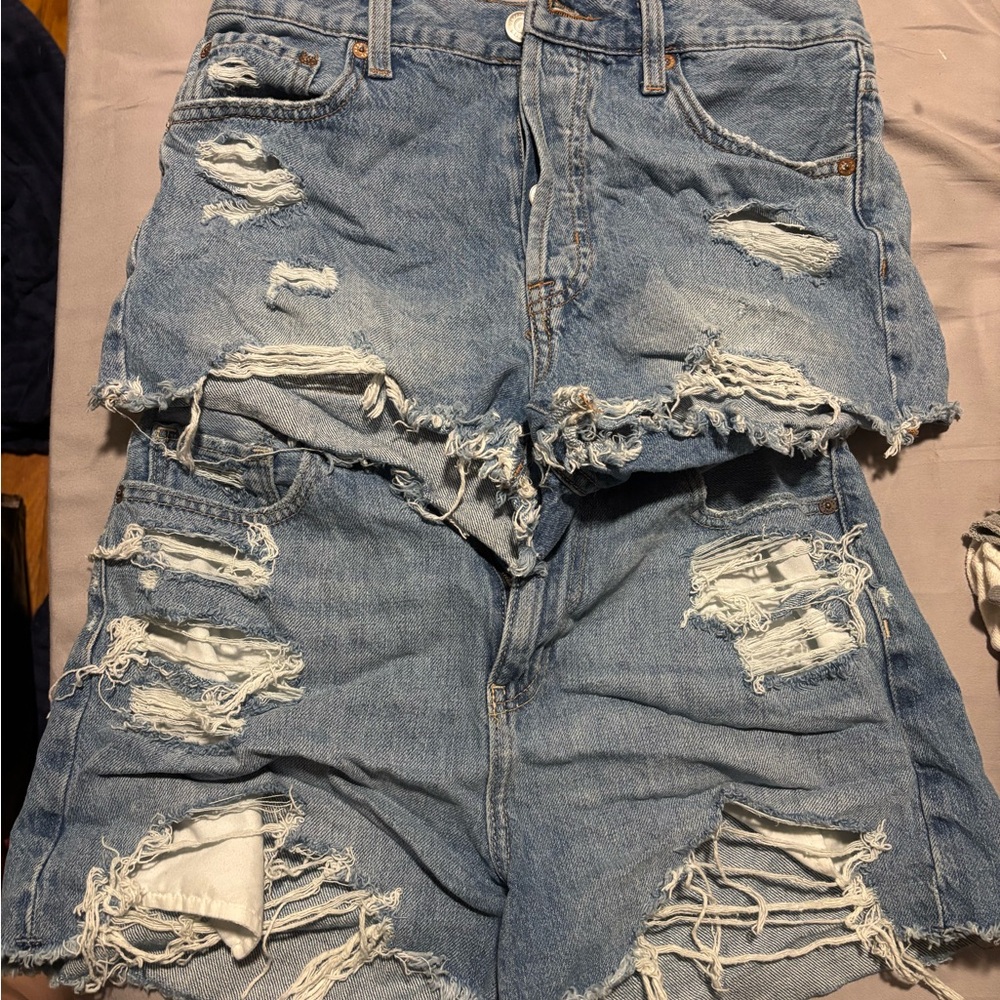 AE/Aero Denim Shorts & Aerie White Shorts